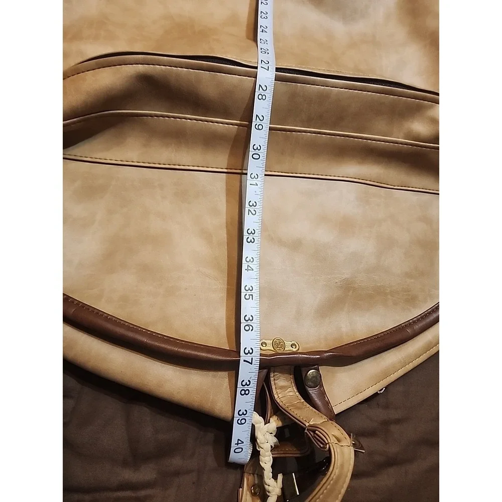 (2) Vintage FS Original‎ Luggage Suit Carier Bag Faux Leather Baige Tan Brown